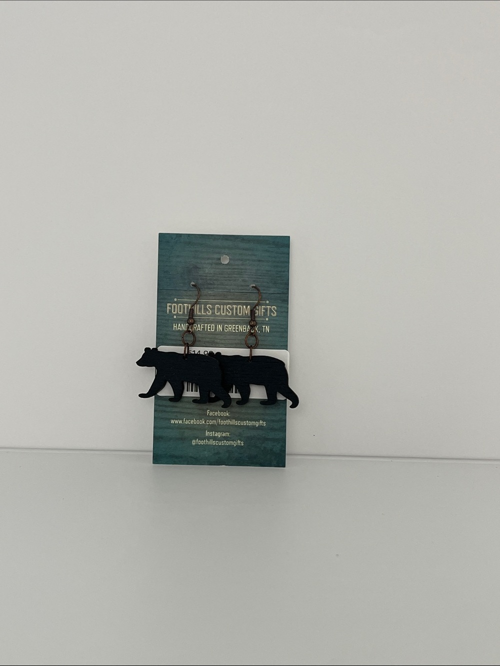 Wooden Black Bear Earrings